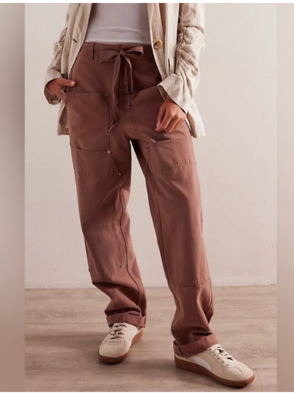 Free People We The Free Hayden Carpenter Pull On Pants Utility Jeans XS brownie